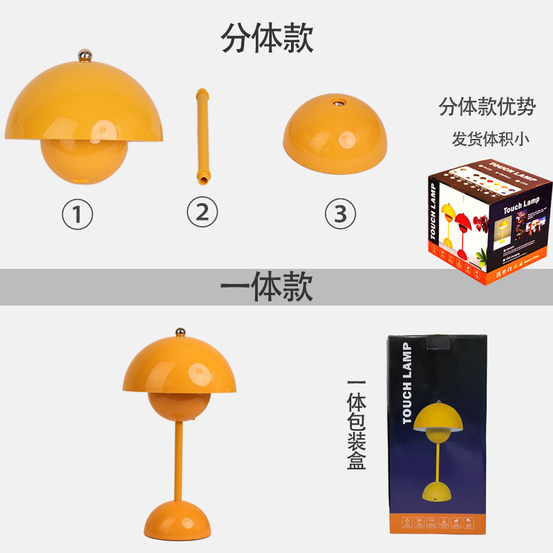 シンプルなマカロンテーブルランプタッチバドランプ雰囲気充電式テーブルランプレトロアメリカン装飾キノコナイトライト|undefined