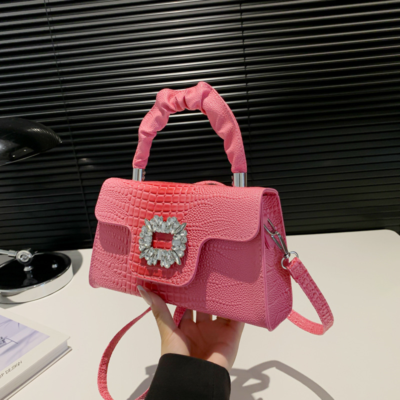 Bolso de alta sensación para mujeres 2024 otoño nuevo bolso de mano con patrón de cocodrilo brillante, bolso de hombro casual, bolso de mochila cuadrado