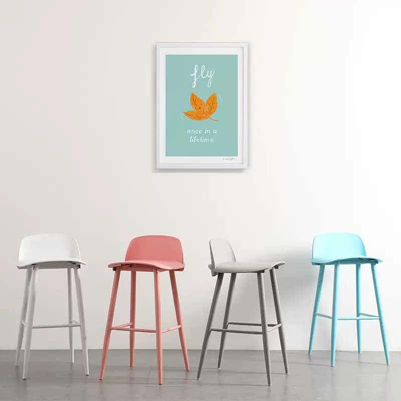 北欧吧台椅家用现代简约高脚椅亚克力靠背网红奶茶店咖啡厅酒吧椅