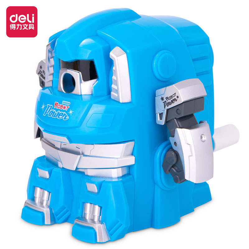 Deli 0729 Sacapuntas de lápiz transformador robot sacapuntas Sacapuntas de lápiz de manivela sacapuntas