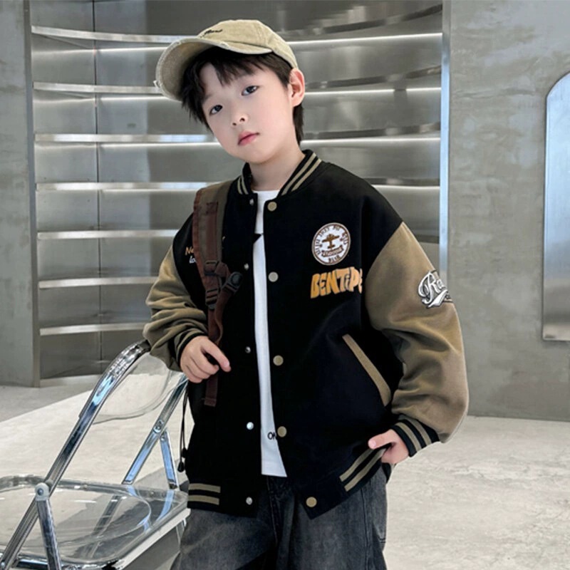 Boys' Spring and Autumn Jacket 2026 New Style Boys' Autumn Sports Baseball Jacket Trendy Cardigan Top for Older Children Boys' Spring and Autumn Jacket 2026 New Style Boys' Autumn Sports Baseball Jacket Trendy Cardigan Top for Older Children