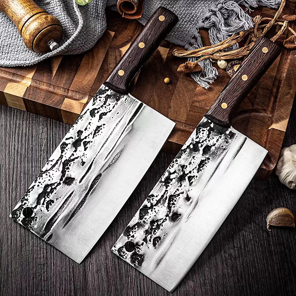 Factory direct sale professional bone knife with landscape pattern household slicing knife sharp cut two-purpose knife forged handmade chef's knife