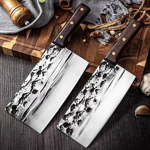 Factory direct sale professional bone knife with landscape pattern household slicing knife sharp cut two-purpose knife forged handmade chef's knife