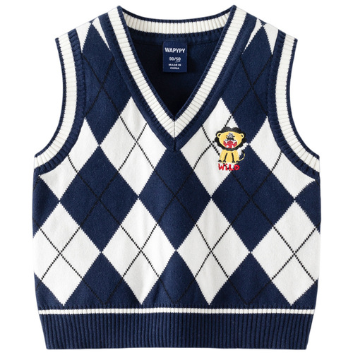 Children's sweater wholesale  autumn and winter new style boys wool vest baby V-neck sleeveless sweater one piece drop shipping