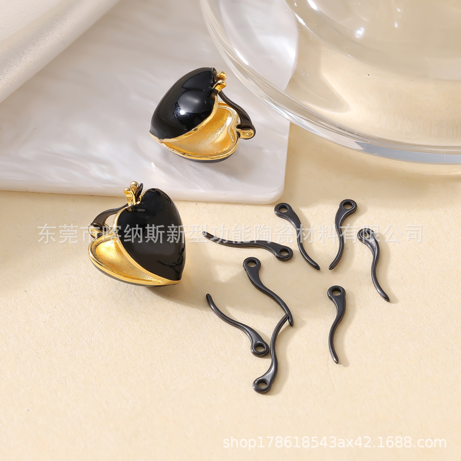 热销新款陶瓷扁针耳环针耳环扣S弯形针弧形亚米线diy耳环饰品配件