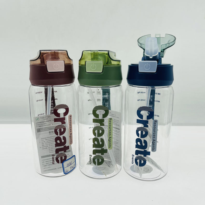 Duomedo rebote cubierta deportes taza de plástico simple estudiante taza de agua cartas inglesas Comercio exterior portátil práctico taza