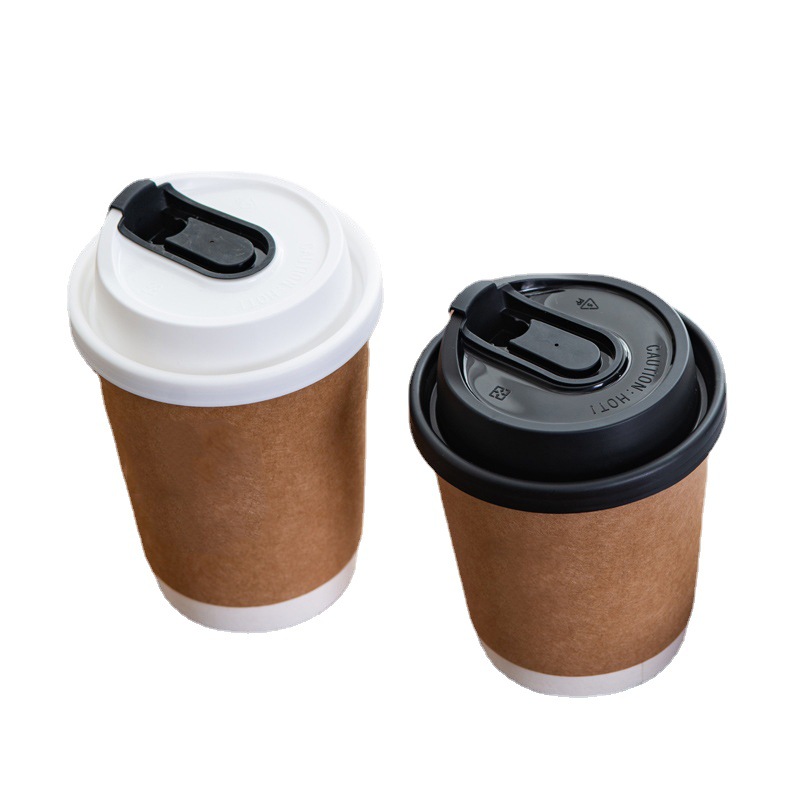 Taza de café desechable al por mayor taza de papel engrosada con tapa doble blanco bebida caliente hueco piel de vaca leche té café taza de papel