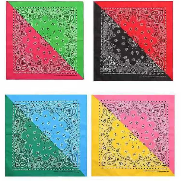 55 Cotton Square Scarf Cross-Border European and American West Coast New Double Cashew Double Color Matching Trendyy Headscarf Hiphop Headscarf