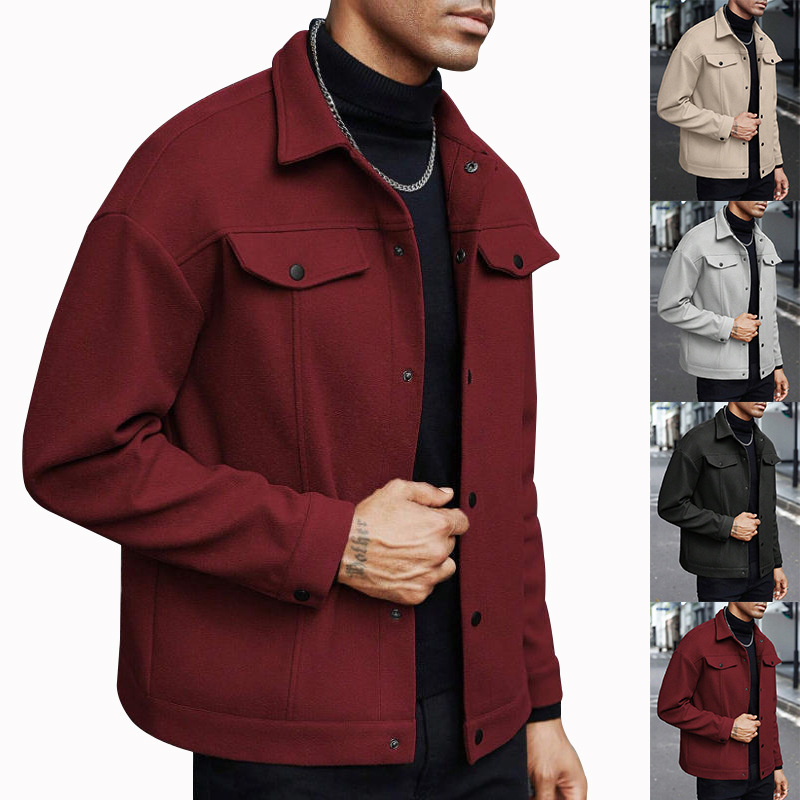 Factory Direct Sales 2025 Cross-Border Export Men's Clothing Aliexpress Autumn and Winter New Men's Woolen Jacket Jacket European Size Factory Direct Sales 2025 Cross-Border Export Men's Clothing Aliexpress Autumn and Winter New Men's Woolen Jacket Jacket European Size