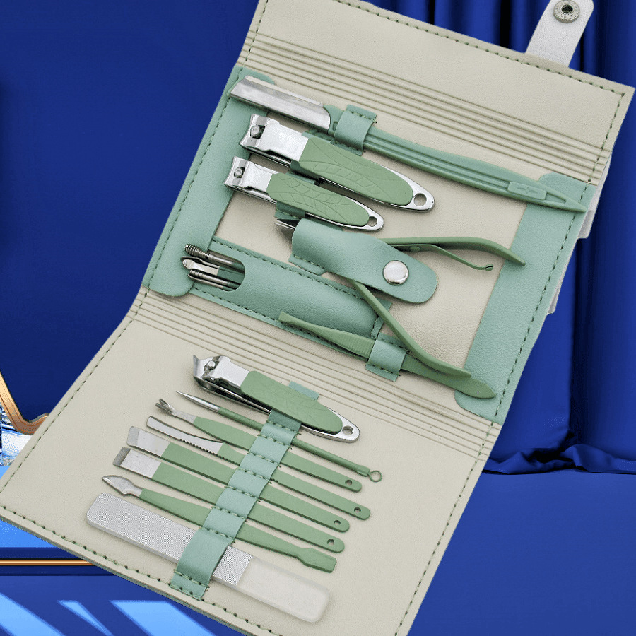 Juego de herramientas de uñas de acero inoxidable cuchillo de pedicura de 16 piezas cortador de belleza cortaúñas grandes cortaúñas cortador de orejas cortador de cejas