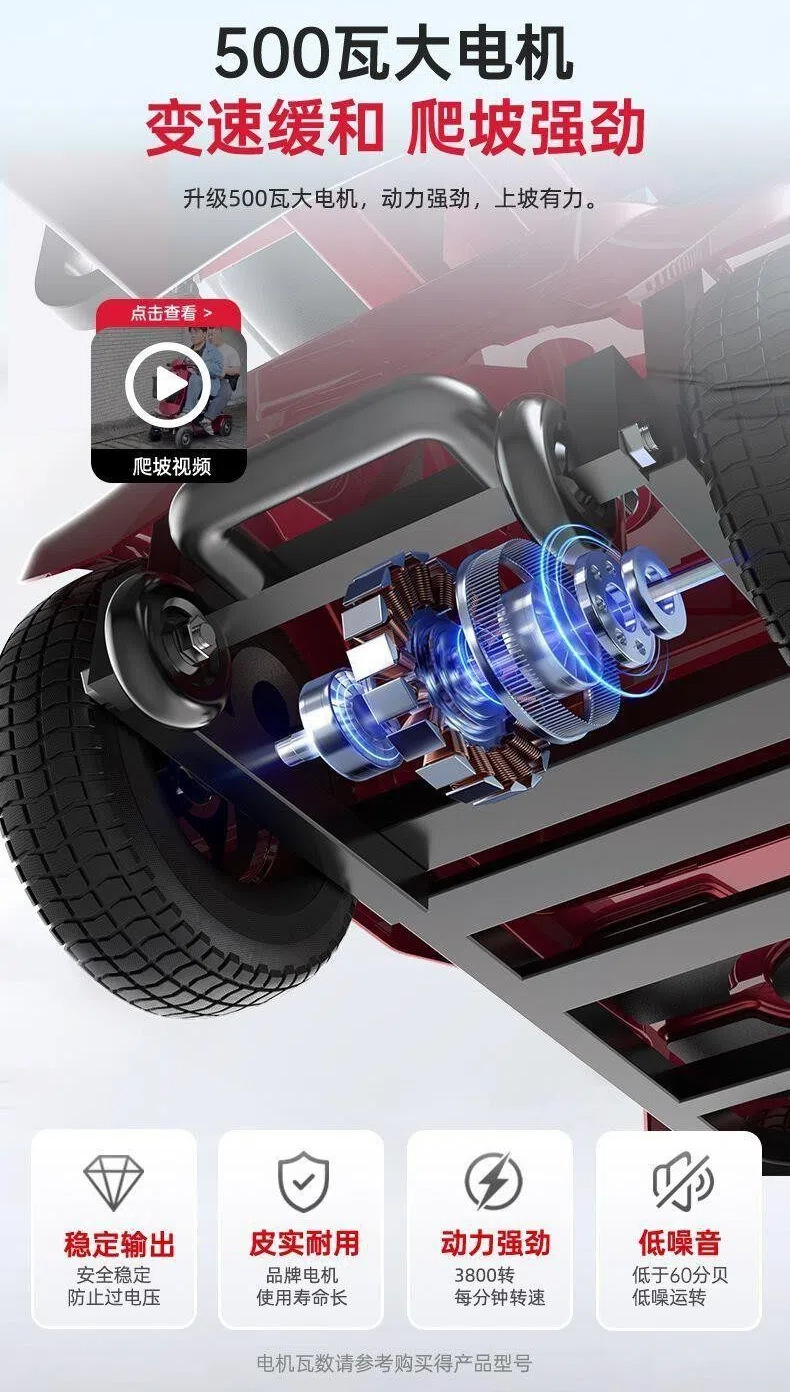 Four-Wheel Electric Scooter for the Elderly, New High-End Smart Home-Use Foldable Electric Vehicle for Disabled People