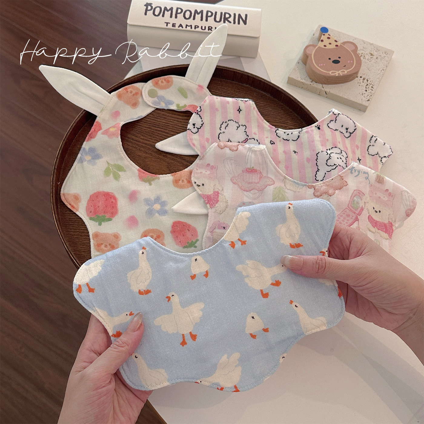 Saliva Towel Baby Bib Spring & Fall Thin Baby Girl Pure Cotton Little Princess Newborn Gauze Category a Summer Bib