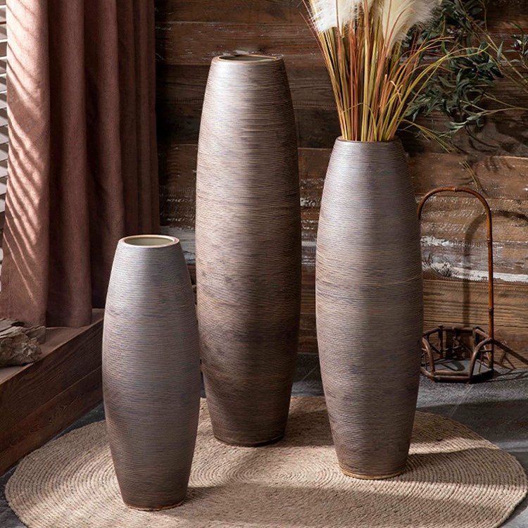 Цзиндэчжэнь Напольная керамическая большая ваза винтажный сладкий стиль двор отеля B & B украшения с украшениями из сухоцветов