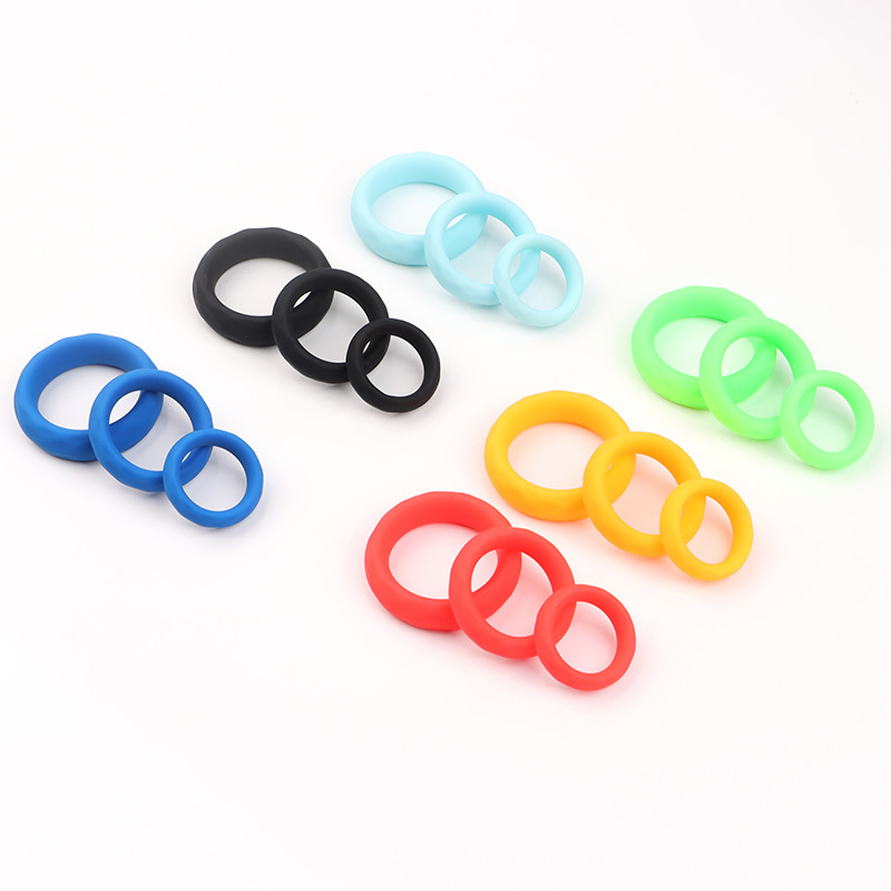Men’s Silicone Triple-Ring Set, Non-Vibrating Cock Ring, Stretchy Slip-on Design — detail image 4