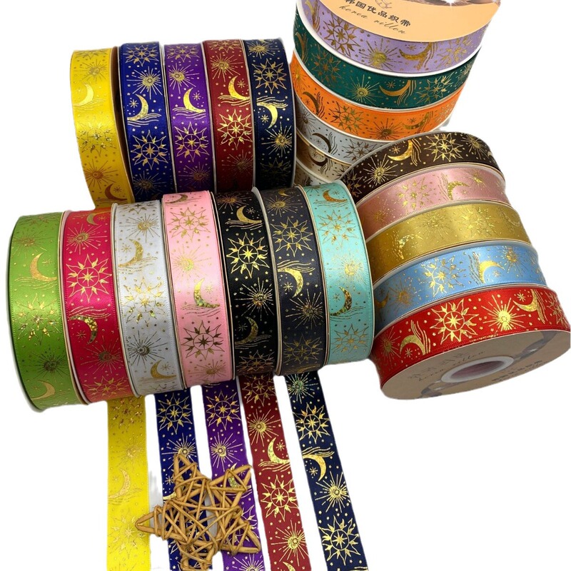 Factory supply laser bronzing star month new spot gear poker hand DIY ribbon