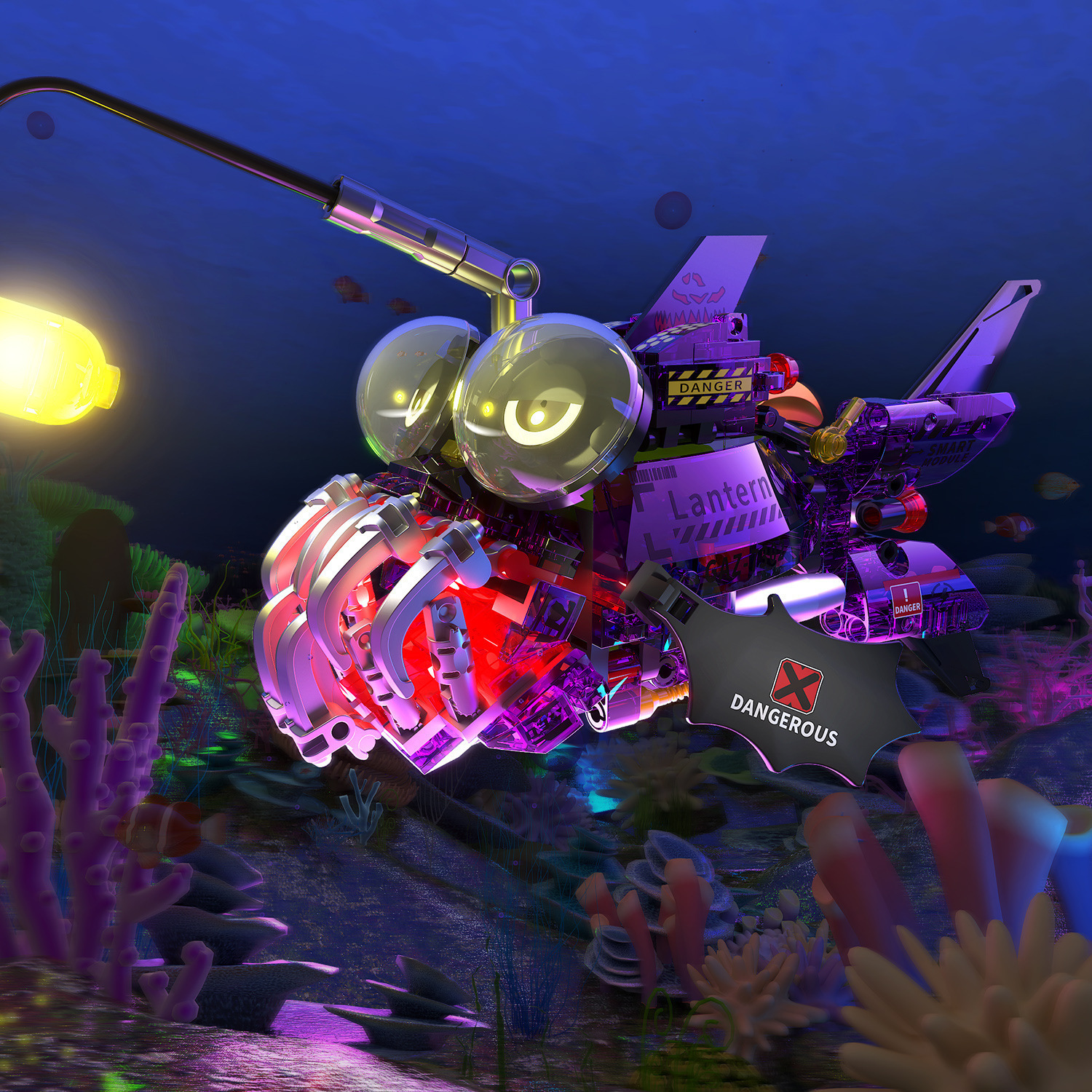 Compatible con luces nocturnas Kirin insectos altos animales marinos ensamblaje bloques de construcción juno juguetes regalo para niños