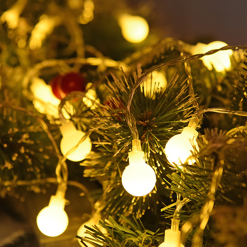 Árbol de Navidad decorativa luz blanca cálida luz bola lámpara cuentas cálida luz paquete batería Navidad luz cadena amarillo DIY material