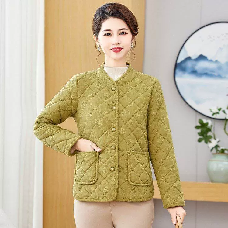 Зимняя утепленная cotton куртка для мамы для отдыха, плюс size, для среднего возраста