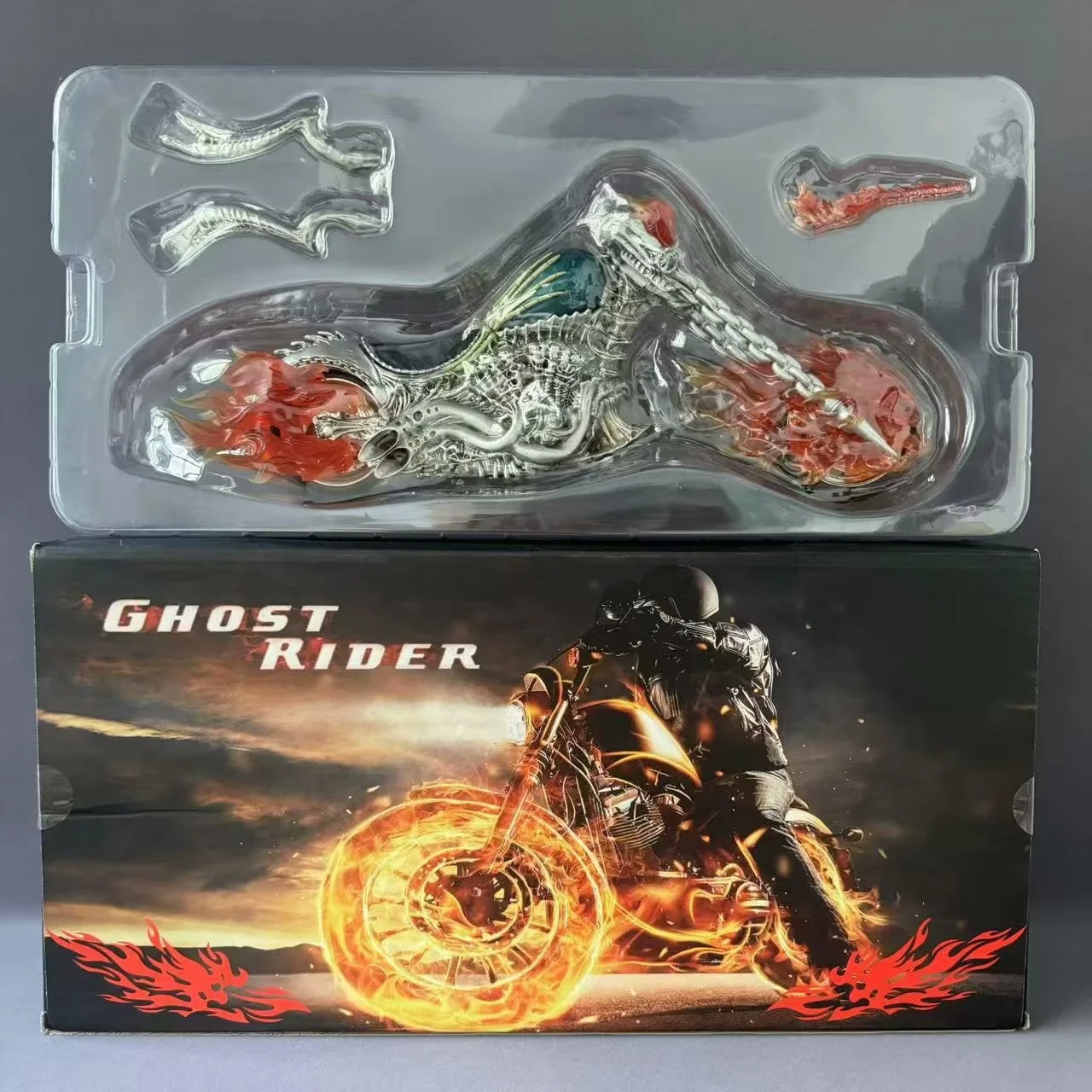 Ghost Rider Flame Motorcycle Chassis Desktop Model Ornament Boxed
