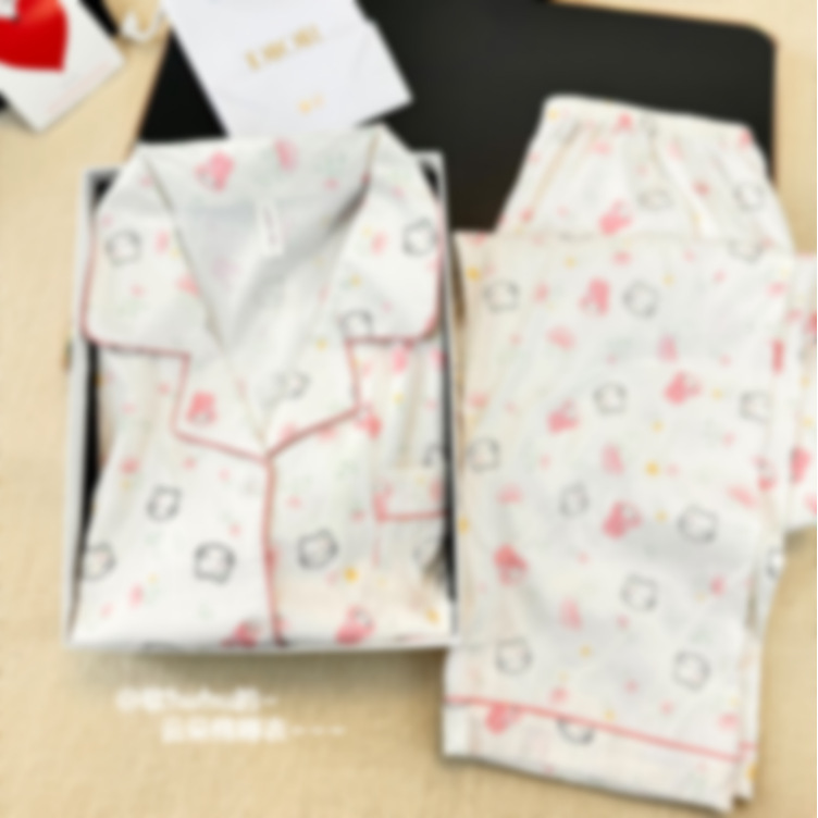 睡衣女春秋季新款云朵棉合集长袖长裤翻领可爱卡通少女甜美家居服|undefined