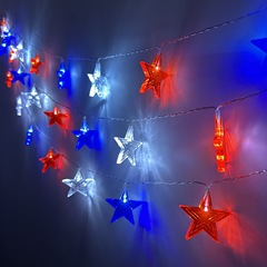 American Independence Day LED Red White Blue Five-Star String Lights USB Garden Yard Room Decor Lights
