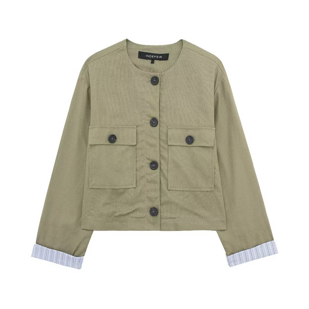 Women's clothing 2024 summer new linen blend short suit jacket straight leg pants set_voghion.com