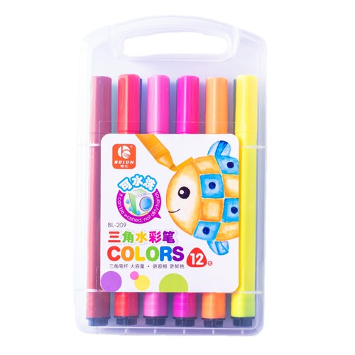 Student paint brush triangle pole washable watercolor pen boxed cartoon painting large capacity watercolor pen set wholesale