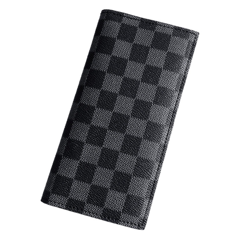 Spot wholesale fashion Plaid men's wallet light business mid-length clutch large capacity multi-card coin purse