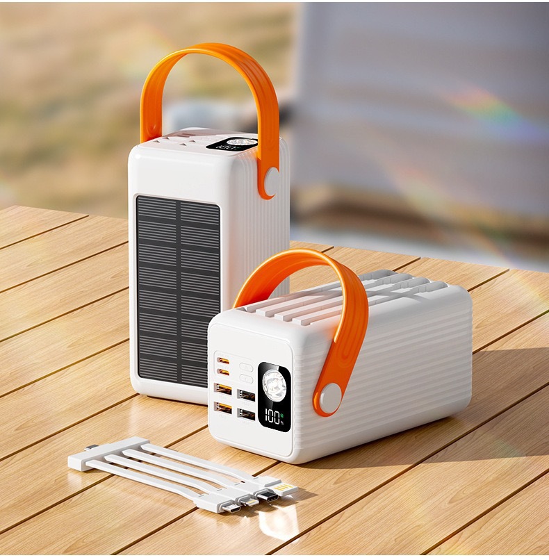 Nuevo tesoro de carga solar de 100000 mAh de capacidad súper grande con cable de carga súper rápida fuente de alimentación móvil al aire libre