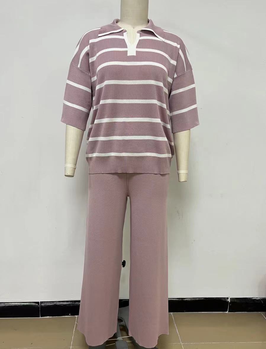 Daily Women's Simple Style Stripe Polyester Pants Sets Pants Sets display picture 1