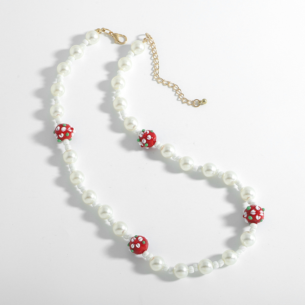 Vente En Gros Bijoux Perles De Verre Rouges Collier De Perles Nihaojewelry display picture 1