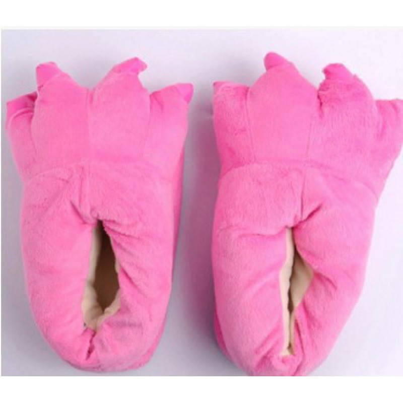 Super suave terciopelo animal inicio garra zapatos hombres y mujeres pareja pata de invierno Zapatillas de algodón bolsa de zapatos de tacón azul verde venta al por mayor