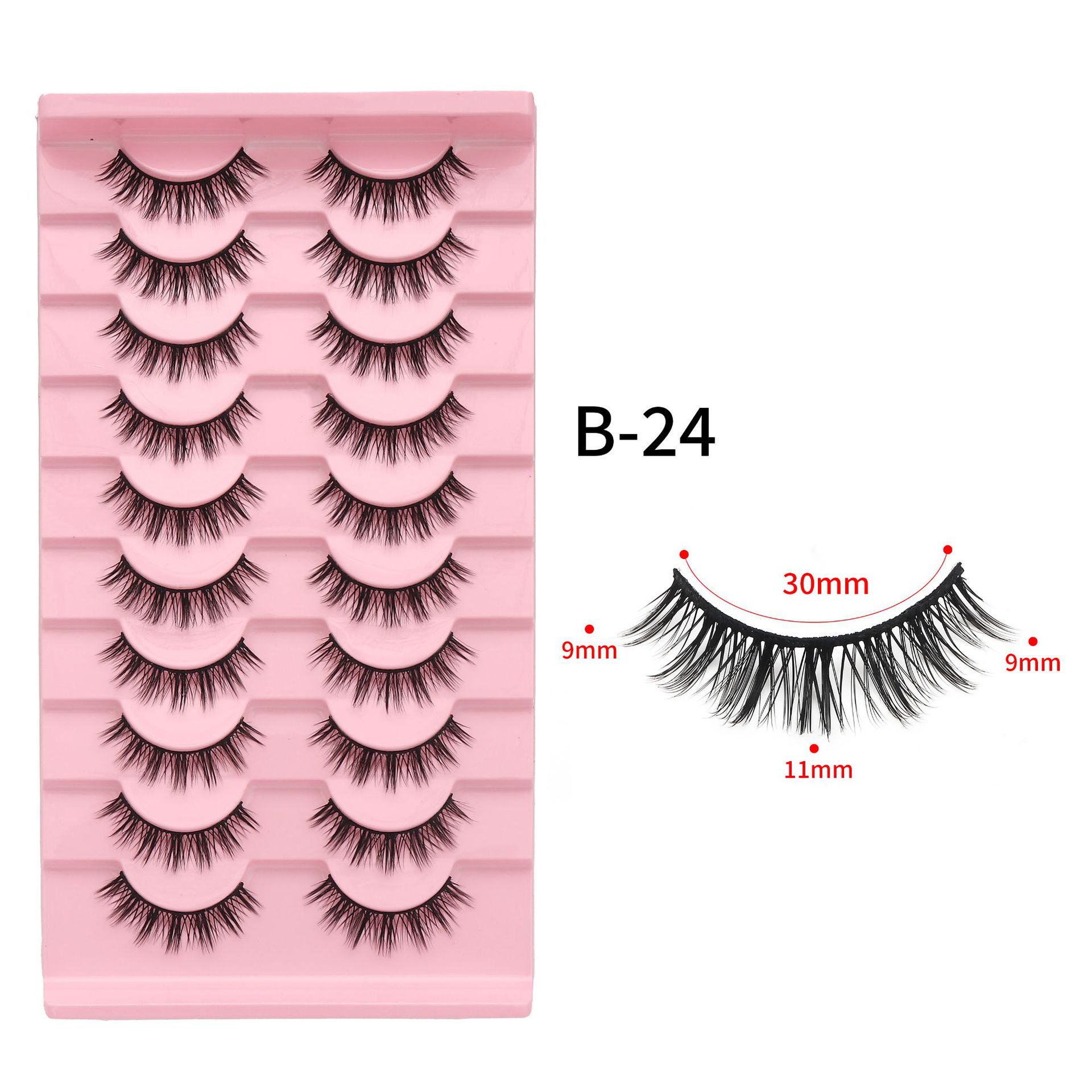 En stock una caja de 10 pares 009 pequeño diablo pestañas falsas natural multi-nivel 3D tridimensional pestañas fábrica al por mayor