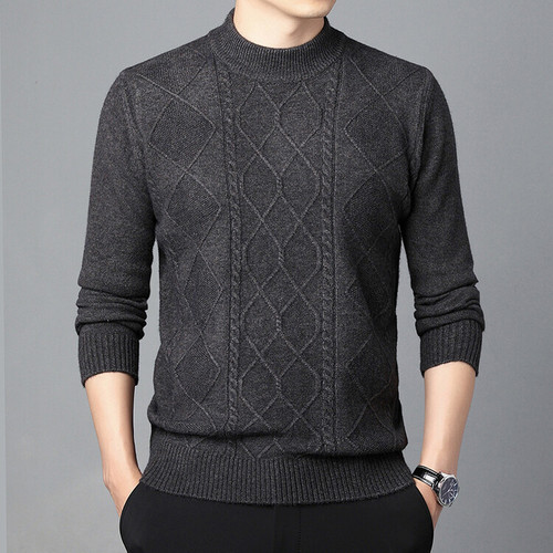Men's Wool Sweater 100% Wool Half-High Collar Warm Thick Autumn/Winter 2025 New Arrival Knit Sweater