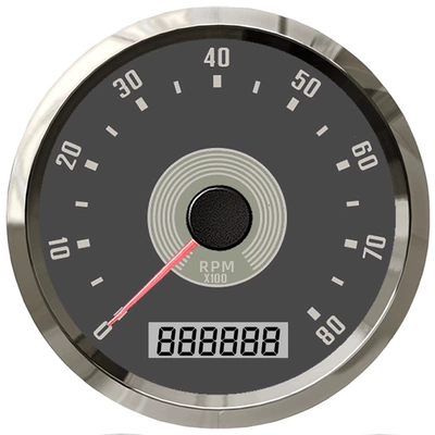85mm vintage-style tachometer for cars and boats with adjustable timing and over-speed alarm, 12V/24V for gasoline and diesel engines (tachometer)