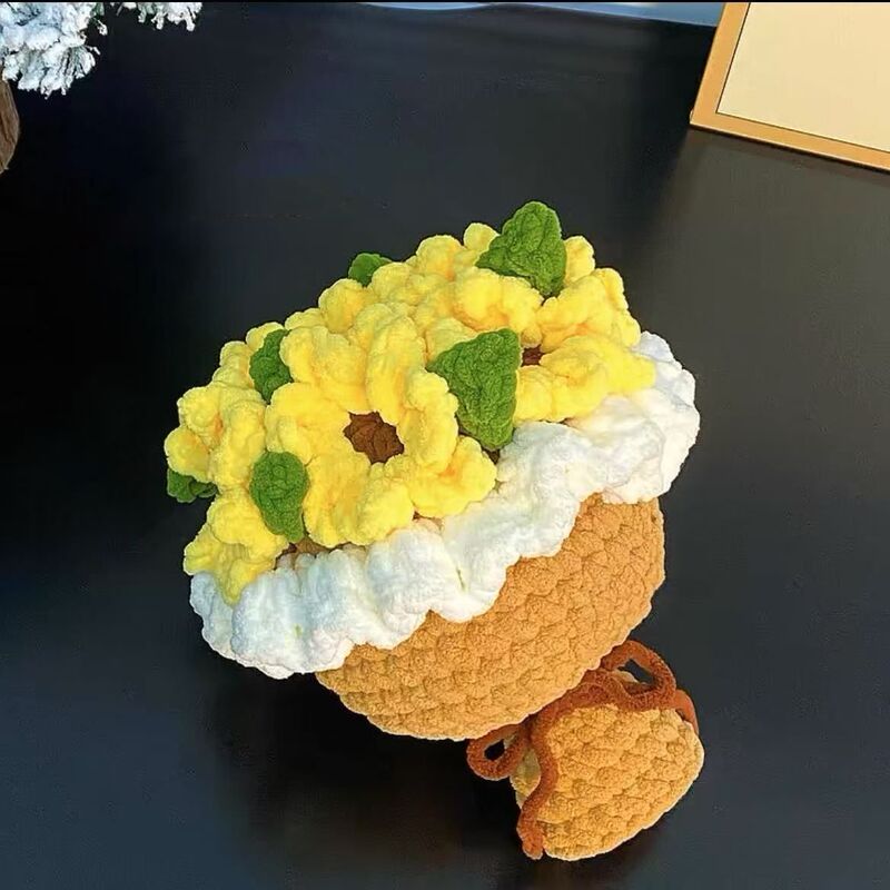 手工编织冰条线手捧玫瑰花束成品自制钩织材料送妈妈母亲节礼物|undefined