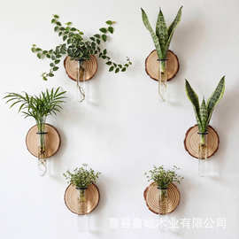 跨境木质鲜花瓶摆件壁挂式水培试管绿植装饰花瓶容器客厅墙壁花瓶