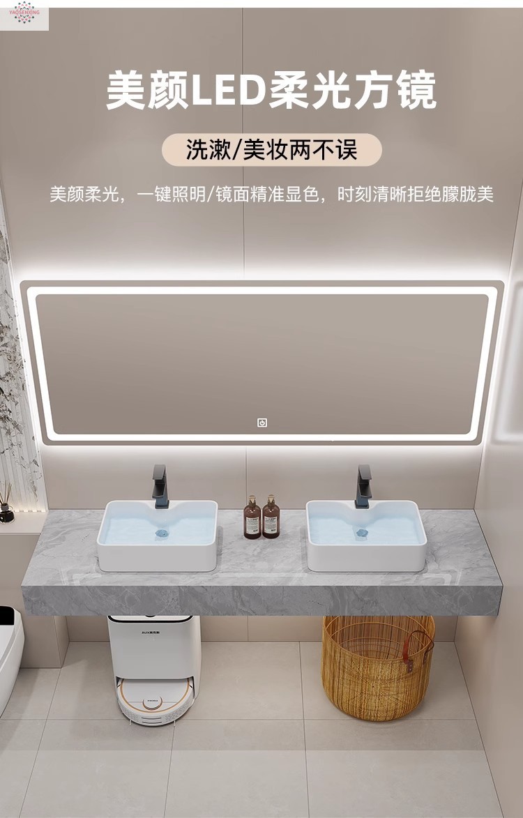 Modern marble countertop double basin hotel public bathroom bathroom cabinet combination bathroom washbasin simple undefined