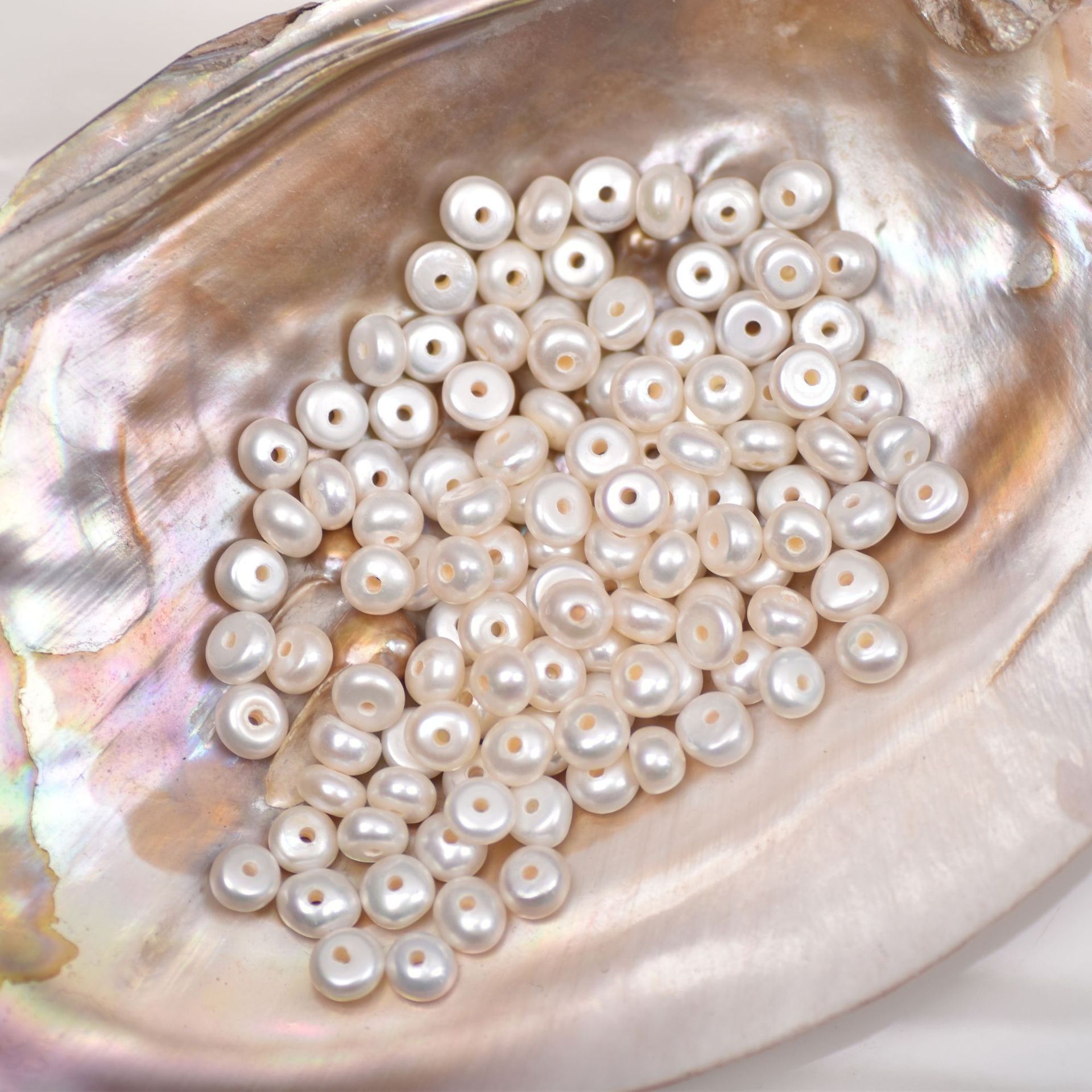 Natural Freshwater Pearl Beads 7mm Mini Barrel Beads Abacus Beads DIY Bracelet Necklace Accessory Semi-Finished