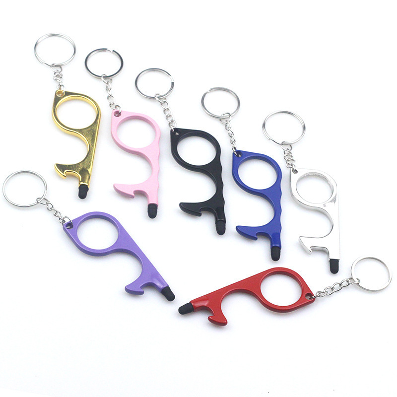 Amazon cross-border multifunctional portable electroplating door opener keychain contactless door opener Amazon cross-border multifunctional portable electroplating door opener keychain contactless door opener