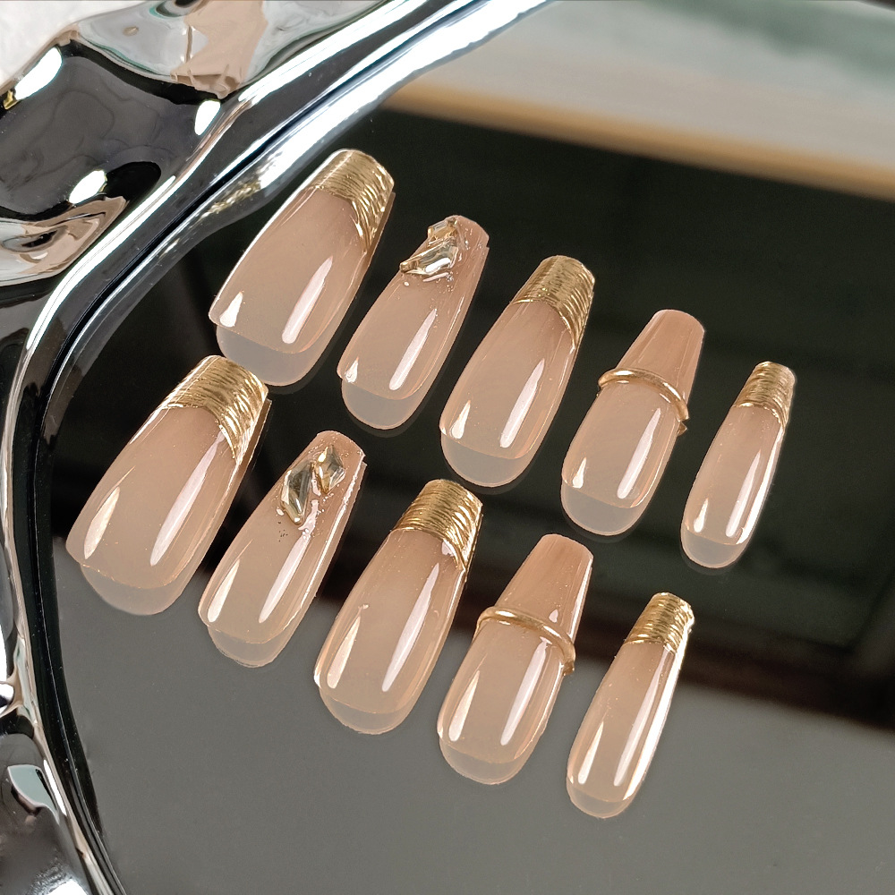 10 piezas hechas a mano de manicure, polvo de espejo mágico, parche de uñas de moda, manicure de color marrón simple, gradiente de manicure image 5