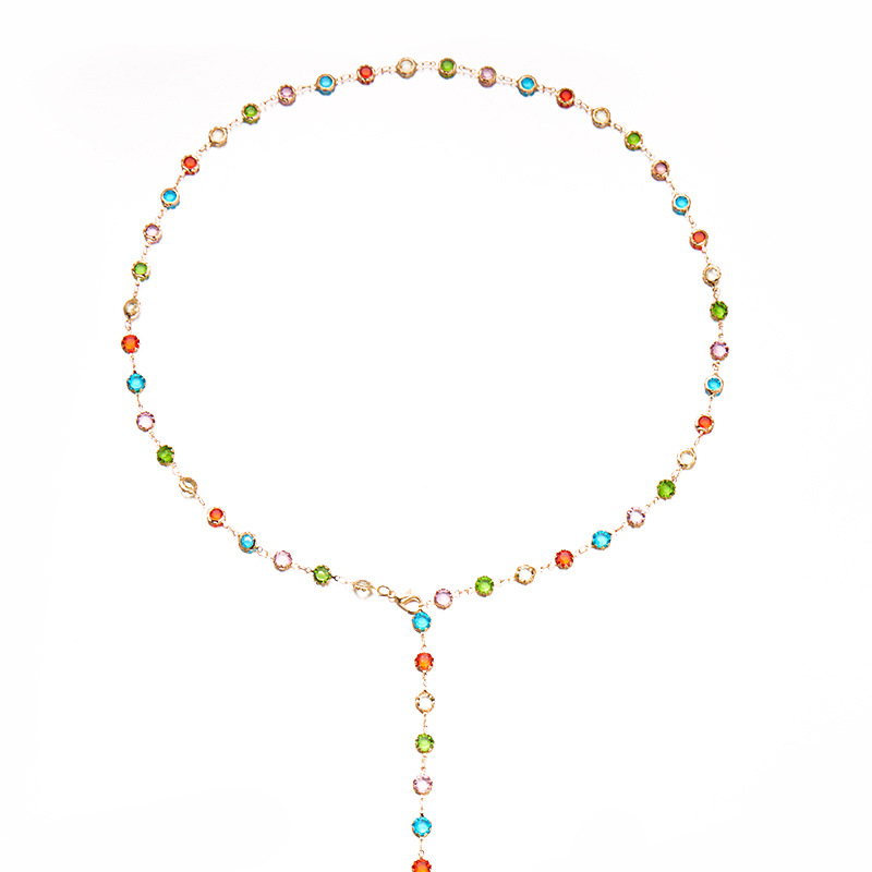 Modische Y-kette Mit Herz-anhänger Aus Glas Und Strassbesatz_voghion.com