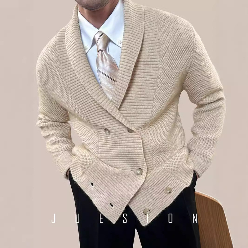 Autumn and Winter High-end V-neck Cardigan Men's British Vintage Slim-fit Light Mature Business Knitwear Popular Sweater Coat Men Autumn and Winter High-end V-neck Cardigan Men's British Vintage Slim-fit Light Mature Business Knitwear Popular Sweater Coat Men