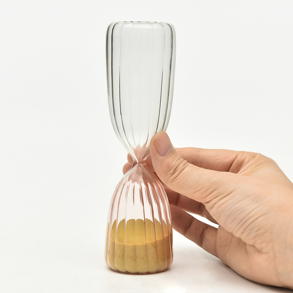 Creativo reloj de arena de rayas verticales de 5 minutos reloj de arena de vidrio a juego reloj de arena estilo nórdico decoración del hogar pequeño regalo image 3