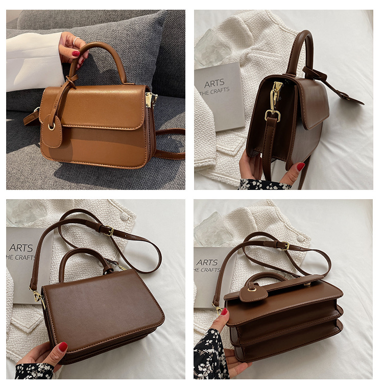 This Year's Popular Small Bag Women's Bag 2021 New Fashionable Simple Retro Messenger Bag Popular Autumn Portable Small Square Bag display picture 13