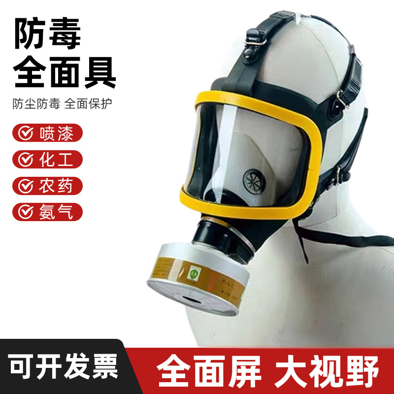 厂家批发防毒面罩头戴式全封闭硅胶防毒面罩自吸式长管空气呼吸器