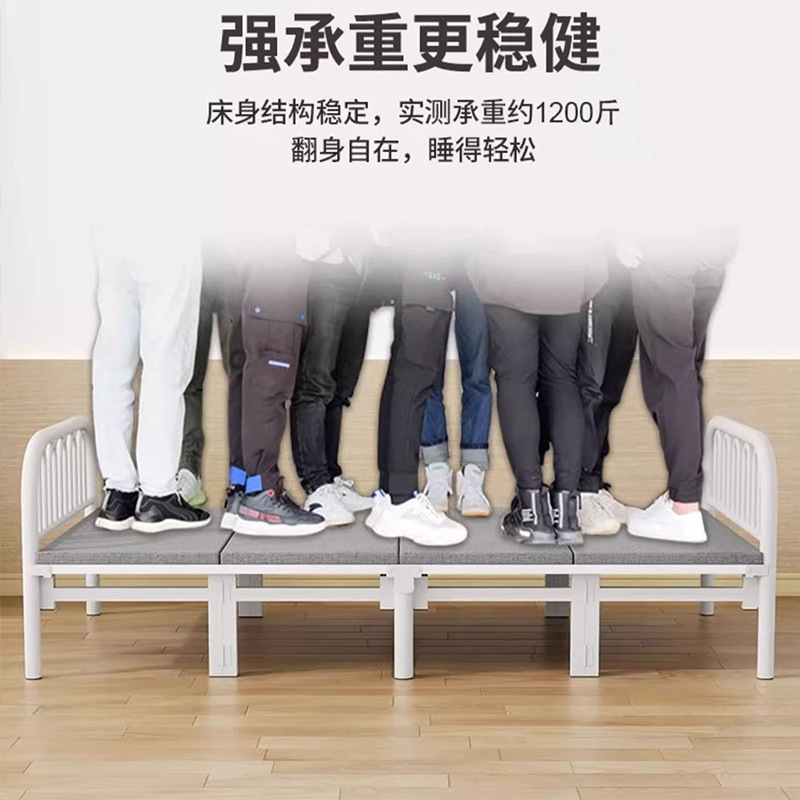 Sturdy adult office nap bed for rent, thick single bed, hard board bed, home use iron frame foldable bed