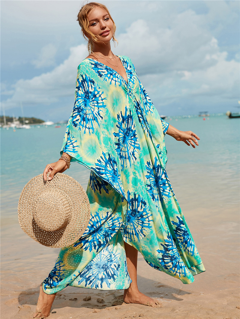 224g Weight Sunscreen Shirt Outerwear Type 3/4 Length Sleeve Sleeve Length Polyester Fabric Type Long Top Length V Neck Neckline Printing, Leopard Pattern Spring&Summer Season Women's Gender Vacation, Beach Style Women's Printing Leopard Vacation Beach Cover Ups 97