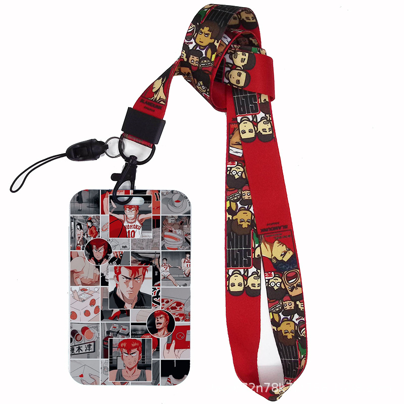 Dibujos animados japoneses slam dunk competencia nacional tarjeta de estudiante tarjeta de comida tarjeta de autobús cubierta certificado de trabajo titular de la cuerda del teléfono móvil