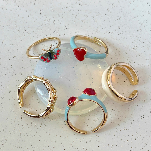 Enamel niche pearl ring women's fashionable personality versatile high-end open adjustable mother-of-pearl retro index finger ring